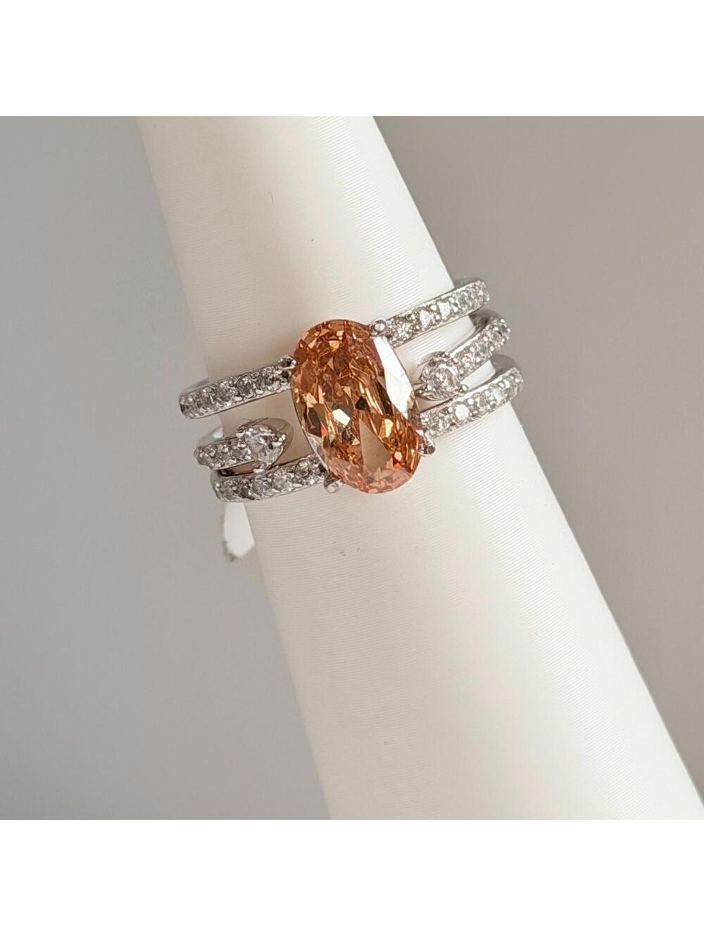 Bomb Party Sterling Club 2pc Ring Sz 7 Smokey Topaz on .925 Silver RG6132